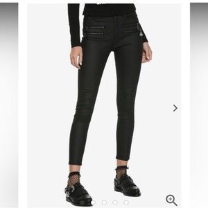 Blackcraft Pentagram Zipper Black Coated Skinny Jeans